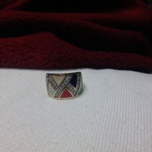 925 Technibond CZ Gold Ring with colored bands